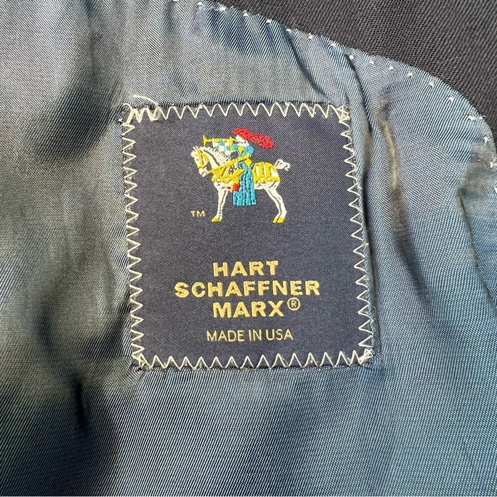 Hart Schaffner Marx Sport Coat Mens 44R Blue Windowpane 2 Button Made in USA - Picture 3 of 11